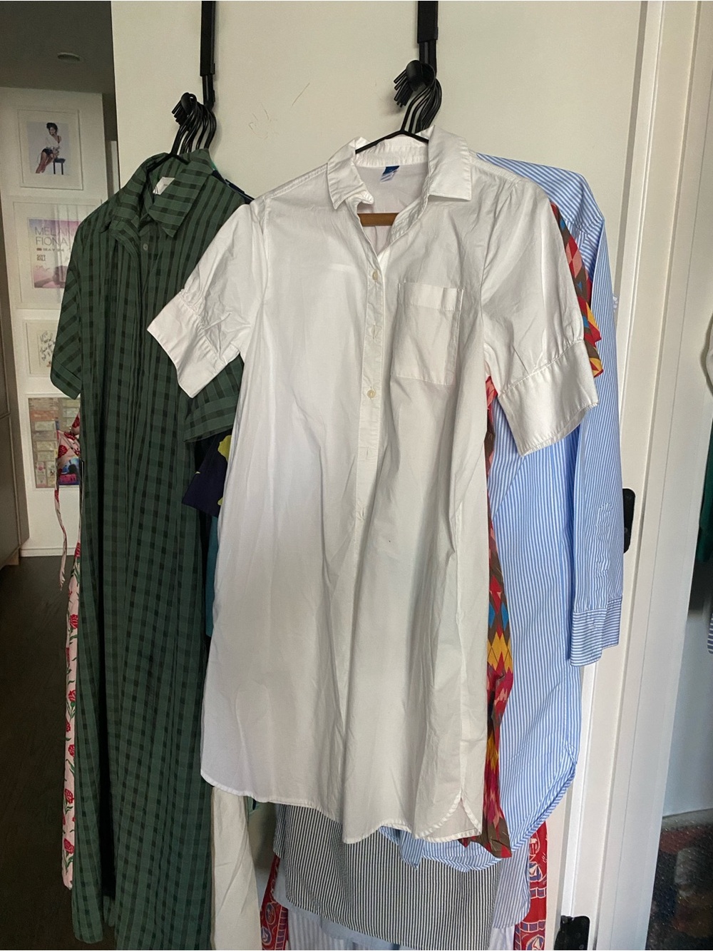 Old Navy White Short-Sleeve Button-Down Shirt Dress - Size XS